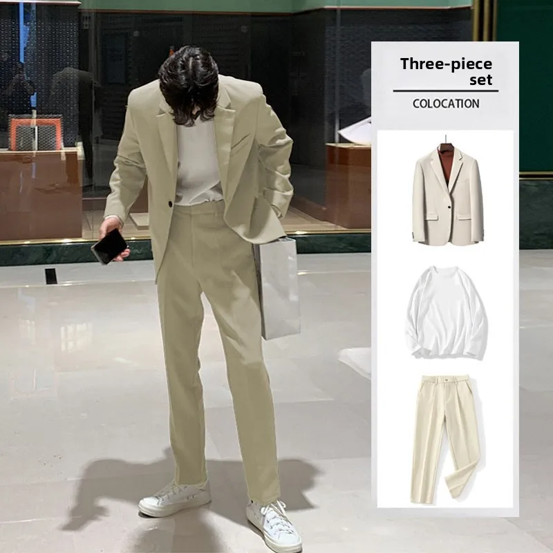 Khaki three-piece suit