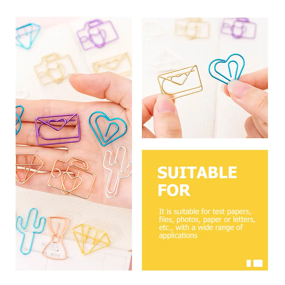 60Pcs Hollow-Out Paper Clips Exquisite Shaped Paper Clips Reliable Clamping for Files Papers Letters Metal Document Organizers