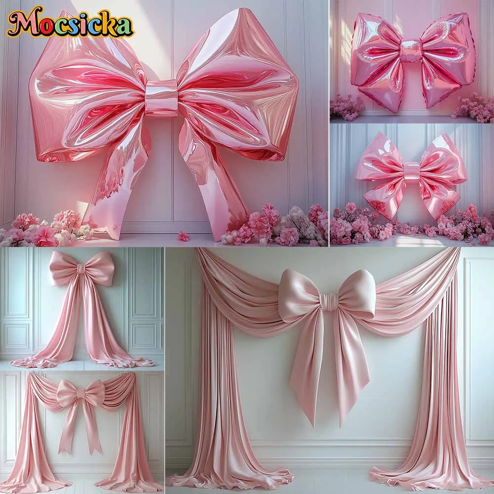Mocsicka التصوير خلفية الوردي القوس الأزهار الديكور خلفية لفتاة حفلة عيد ميلاد الأمومة الزفاف صورة الاستوديو