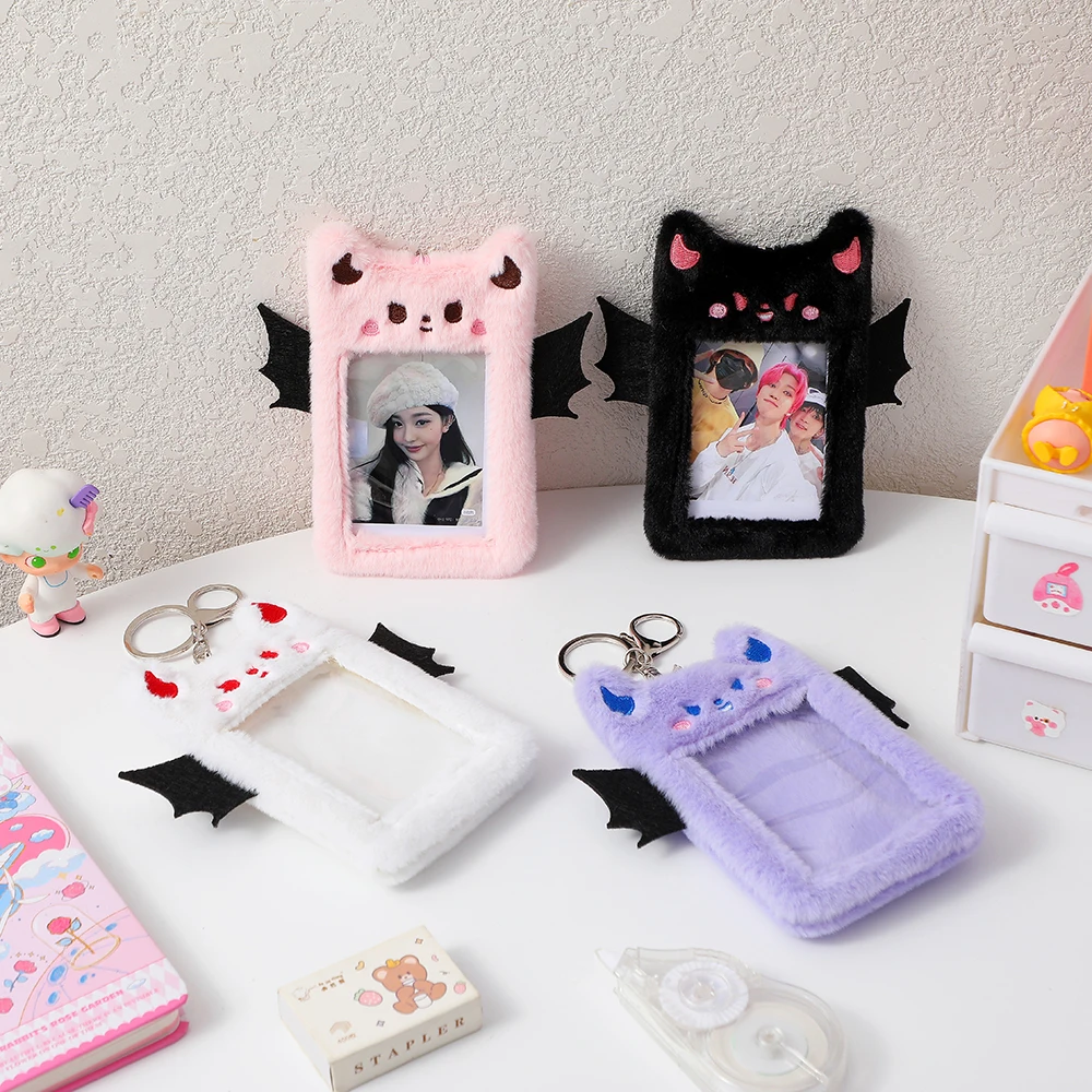 New Arrival Kawaii Little Devil Bear Rabbit Plush Photocard Holder Credit ID Bank Card Bus Card Photo Protective Case