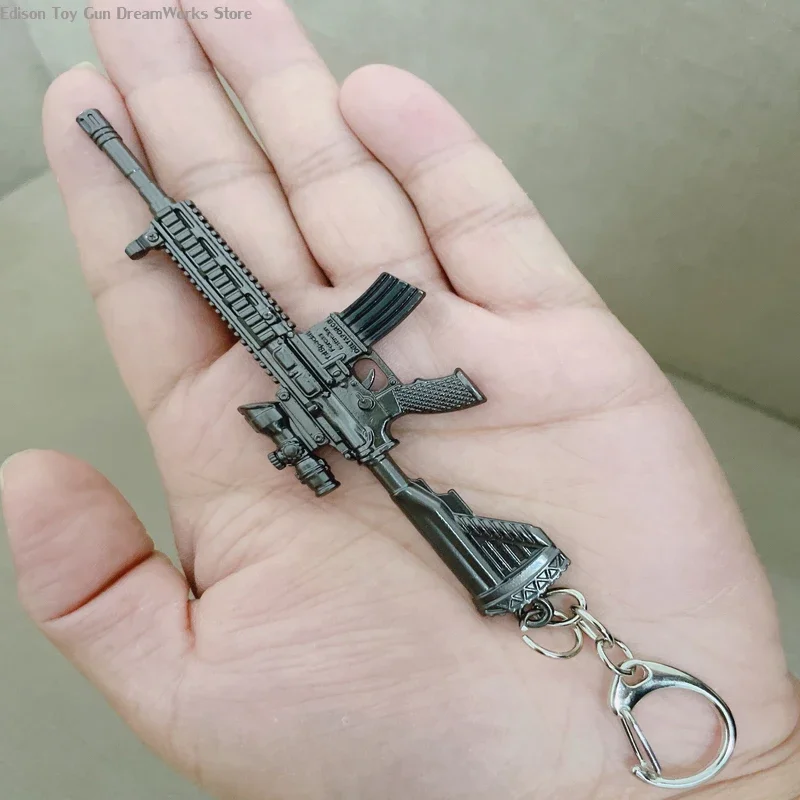 Liga Toy Gun Modelo Pendant Keychain, frango ao redor, Pendant Bicak, todo o material metálico, ornamentos, AKM 47, M416, novo, 2024