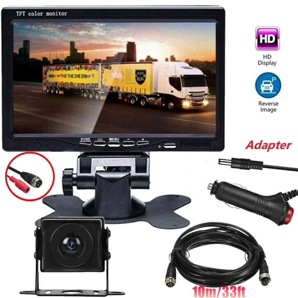 

QueenDer 7inch Monitor Rear View Backup Camera Reverse HD Night Vision Car railer Parking Truck HD Rerversing Camera