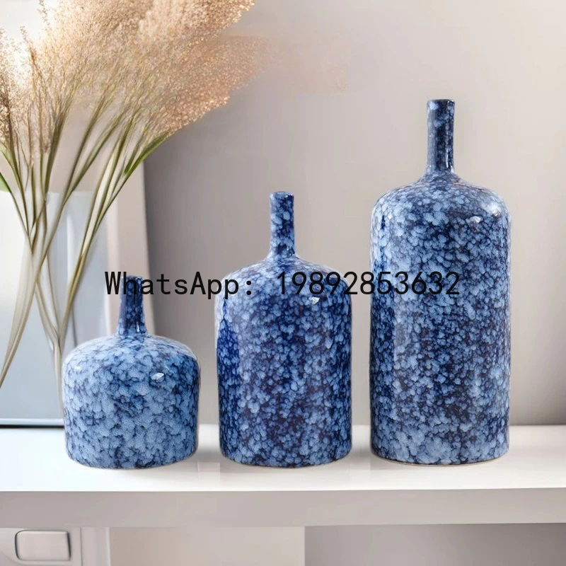 

Blue Ceramic Vase Kiln-transformed Porcelain Pot Flower Vase Flower Arrangement Accessories Terrarium Home Decoration