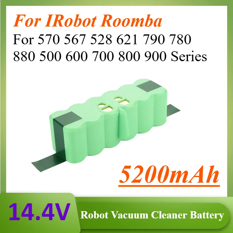5200mAh 14.4V 74.88Wh Robot Vacuum Cleaner Battery for IRobot Roomba 570 567 528 621 790 780 880 5/6/7/8/9 Series Battery