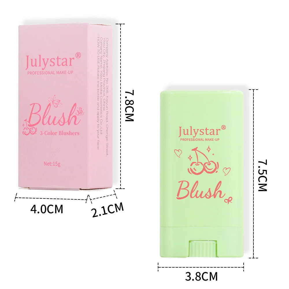 Julystar Face Makeup 3 colori Matte Powder fard Eye Shadow Lip Makeup femminile Cosmetic High Gloss Powder Blusher Repair Stick