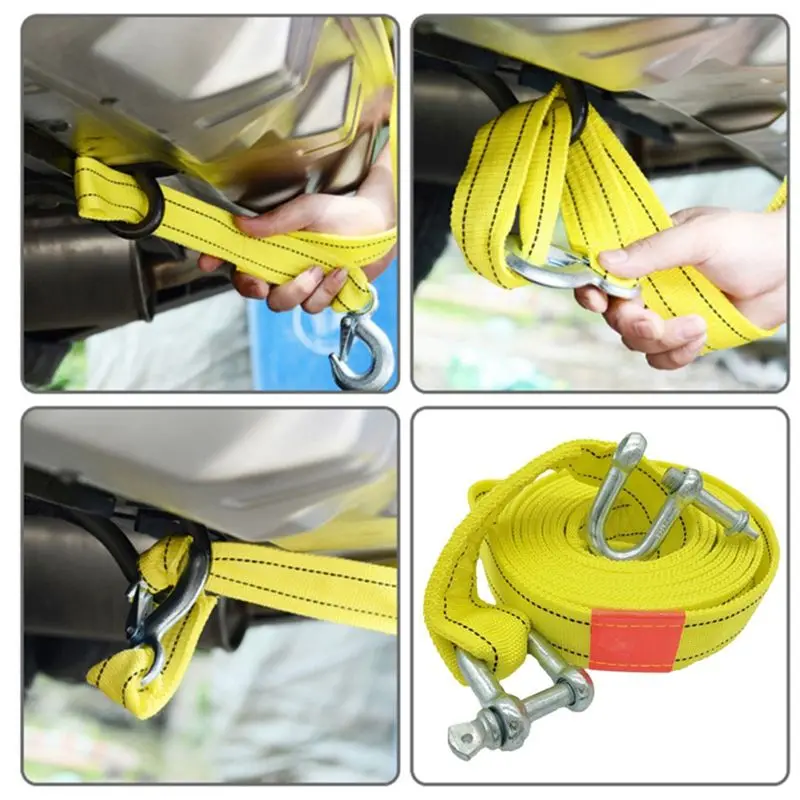 A13F-5M/5T Car Electric Winch Rope Off-Road Vehicle Tow Rope With U-Shaped Hook Tow Strap For Cars Truck Trailer Suv