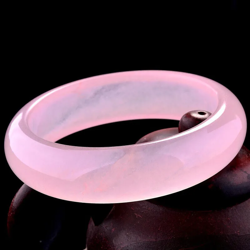 Ice Pink Chalcedony Bracelet for Women's Ice Transparent Agate Hibiscus Jade Exquisite Bracelet