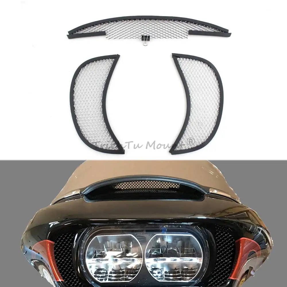 

Chrome Motorcycle Fairing Air Duct Intake Inner Vent Screen for Harley Touring Road Glide Special Ultra CVO Limited 2015-UP