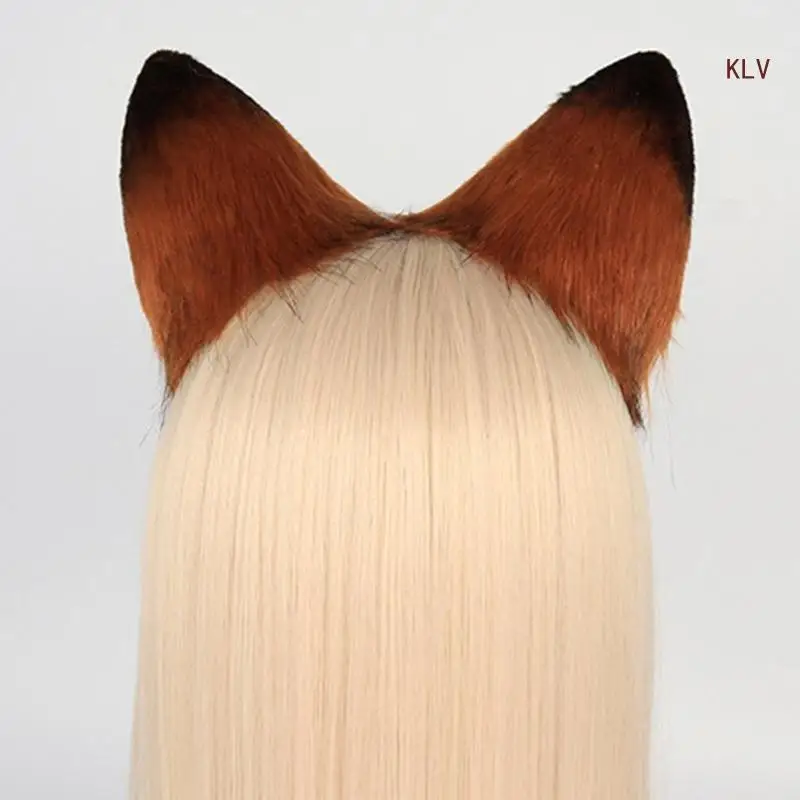 Foxes Ears and Tail Set Furry Foxes Ears Headband with Tail Halloween Cosplay Party Foxes Costume Accessories Kids Adult