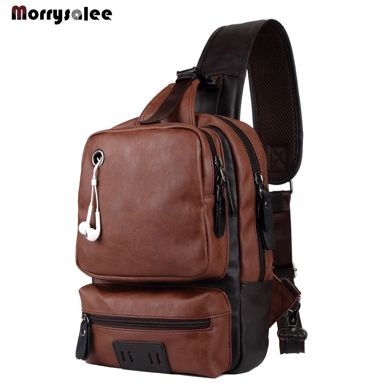 PU Leather Men\'s Bags Leisure Shoulder Inclined Bag Outdoor Sports Bag Street Chest Capacity Leather Bags  luxury designer bags