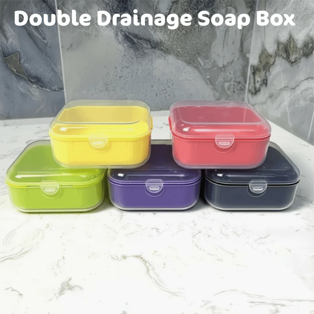 Portable Double-layer Travel Soap Box Drainable Design Leak-proof Soap Holder Locking Clasp Sealed Soap Case