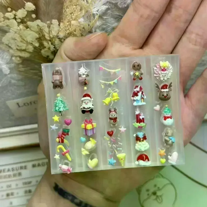 Molde de silicone para unhas 3d, natal, papai noel, gengibre, boneco de neve, design de unhas, faça você mesmo, ferramenta de modelo de manicure para decoração de unhas