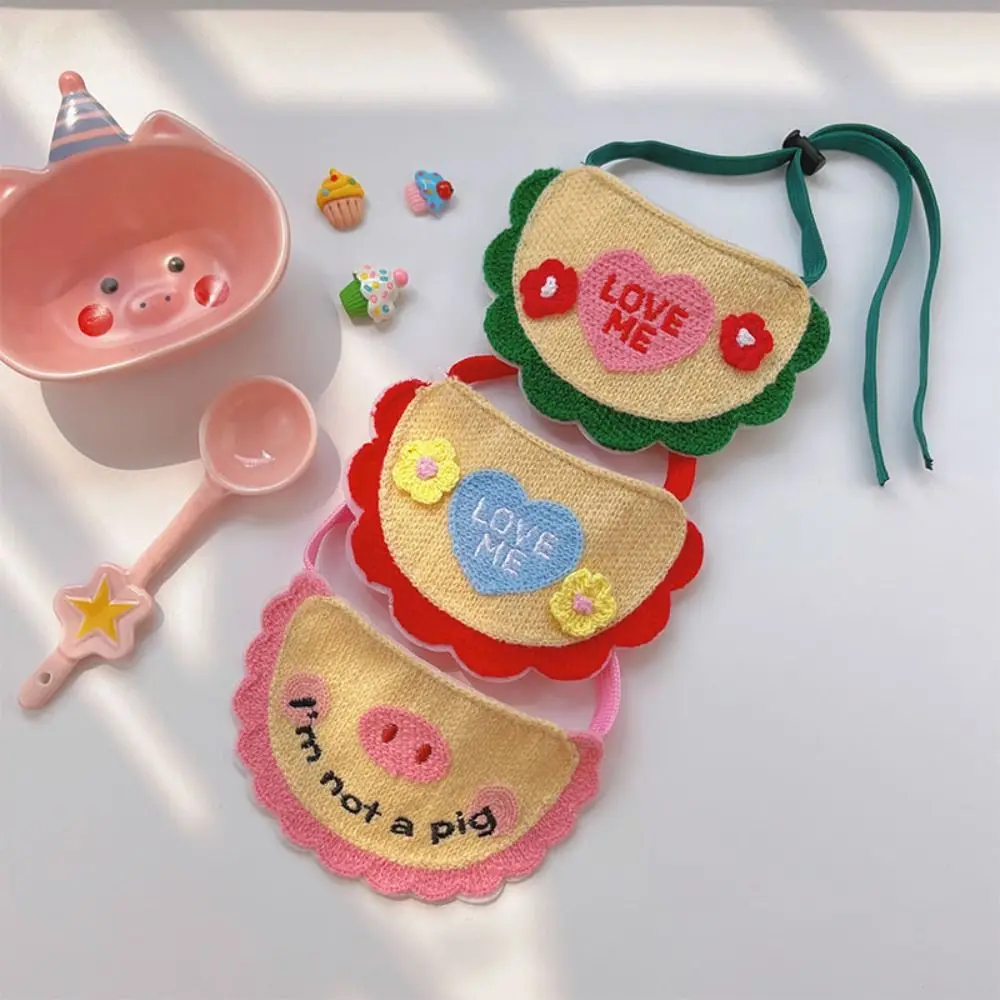 Baberos de punto con bordado de dibujos animados para mascotas, Bandana lavable con cordones elásticos, toalla de Saliva para perros y gatos, nueva moda