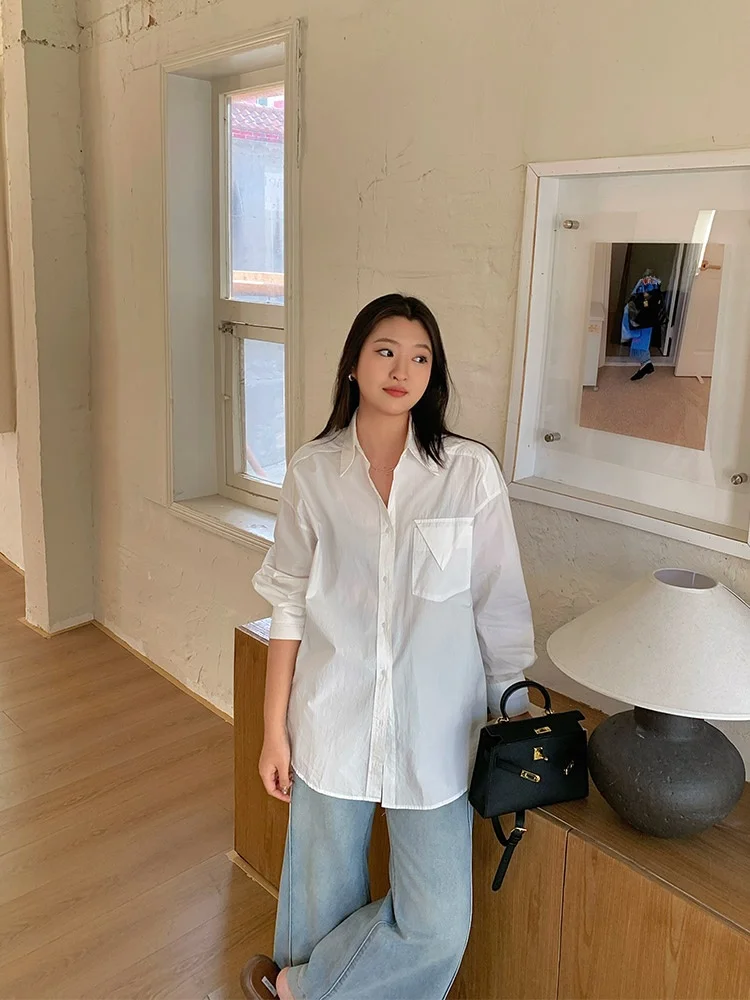 

Lin Da Hui Fat MM Long irt Women's Loose Sle Autumn Lazy Faion plus Size Outerwear Slimming Coat Trendy Drapey Top