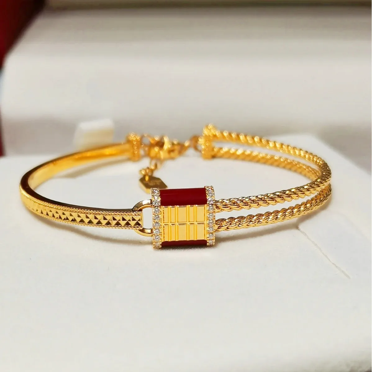 Luxury 24K 9999 Pure Gold real gold Xi Lock Bracelet Gold Shop Same Women's Twist Bracelet