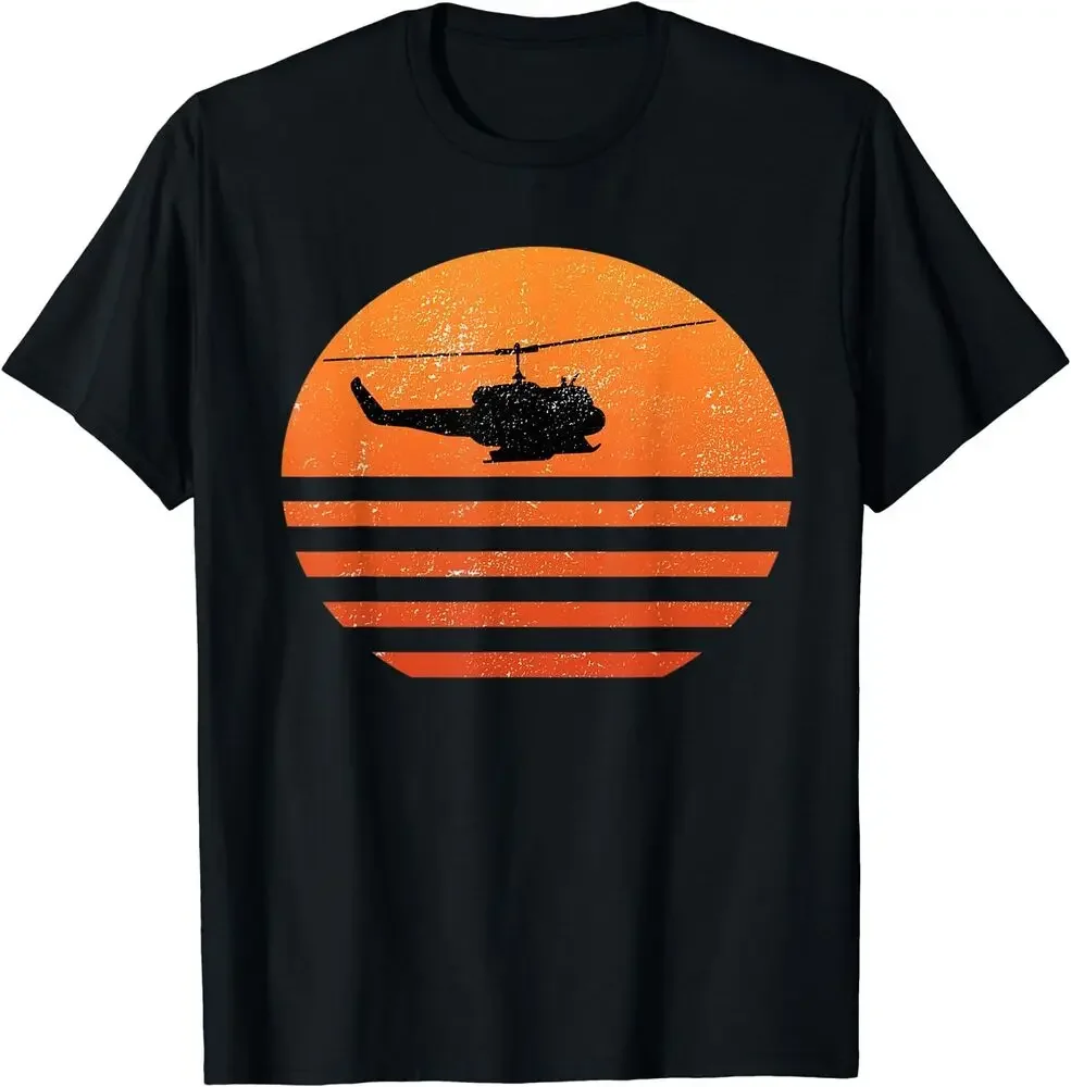 Distressed Huey Helicopter UH-1 Vietnam War Veteran T-Shirt Anime Pattern Y2KLuxury vintage oversized