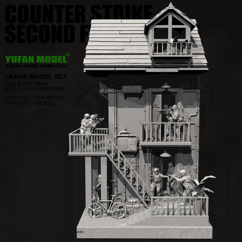 

YUFAN 1/72 3D-модель для 3D-печати, цельный комплект из смолы, фигурка солдата, бесцветная, для самостоятельной сборки YFWW-2374+3D