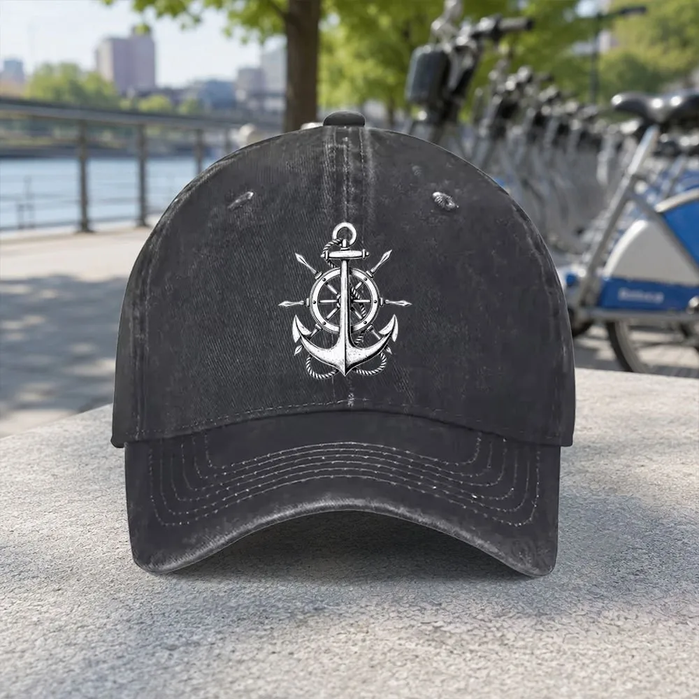 Unisex Ship Rudder Anchor Water Wash Baseball Cap Fishing Cowboy Sun Hats Hip Hop Mens Snapback Cap
