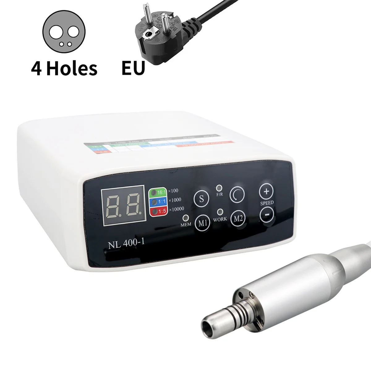 NL 400-1 Tandheelkundige Borstelloze LED Micro Motor Geschikt Voor 1:1/1:5/16:1 E-type Handstuk Tandheelkunde Lab Apparatuur 2/4 Gaten