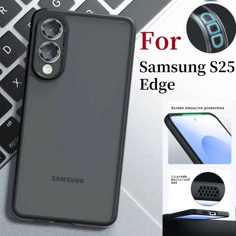 For Samsung S25 Edge Case Matte Clear Skin Feel Case for Galaxy S25 S24 S23 S22 Plus FE Ultra Camera Protector Shockproof Cover