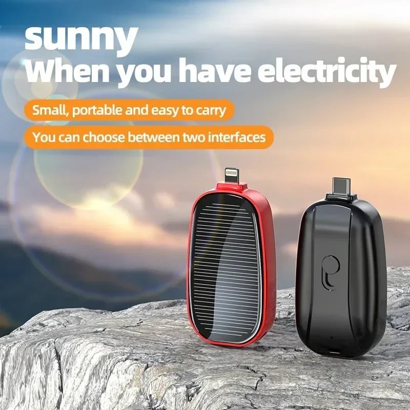2025 New Mini Solar Keychain Power Bank 1200MAh Emergency Solar Pocket Charger Suitable for Xiaomi iPhone 12  13 14 15 16 huawei