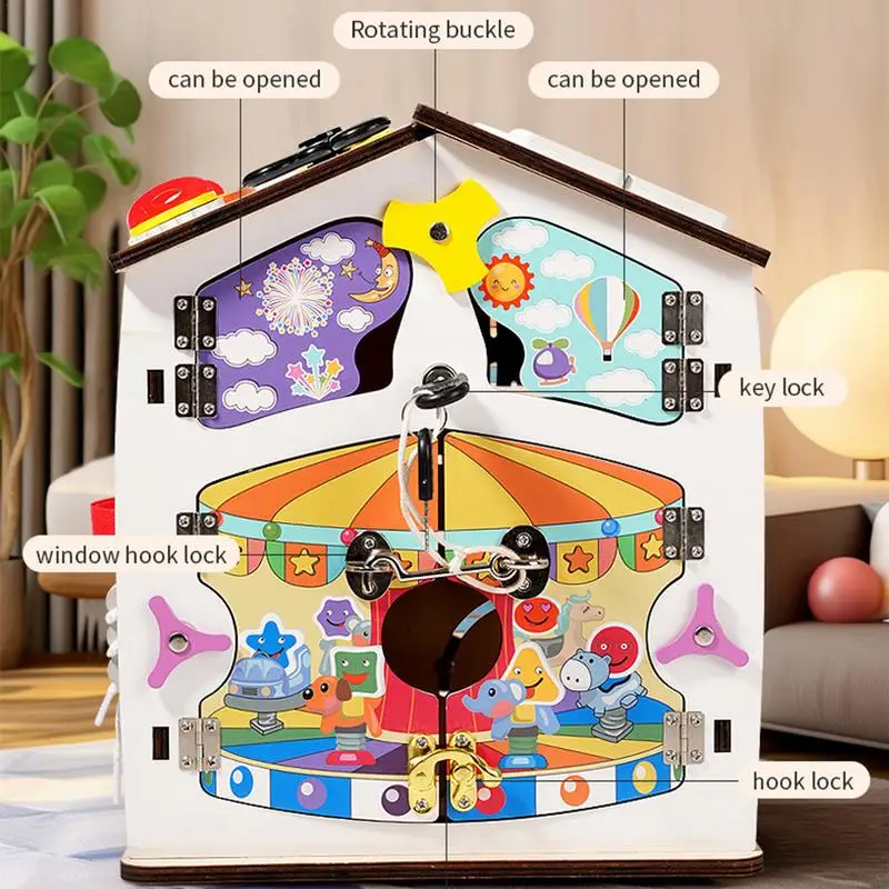 Busy House Toy Sensory Board For Life Skills Creative Novelty Educational Learning Toy For 3 Year Old Boys & Girls