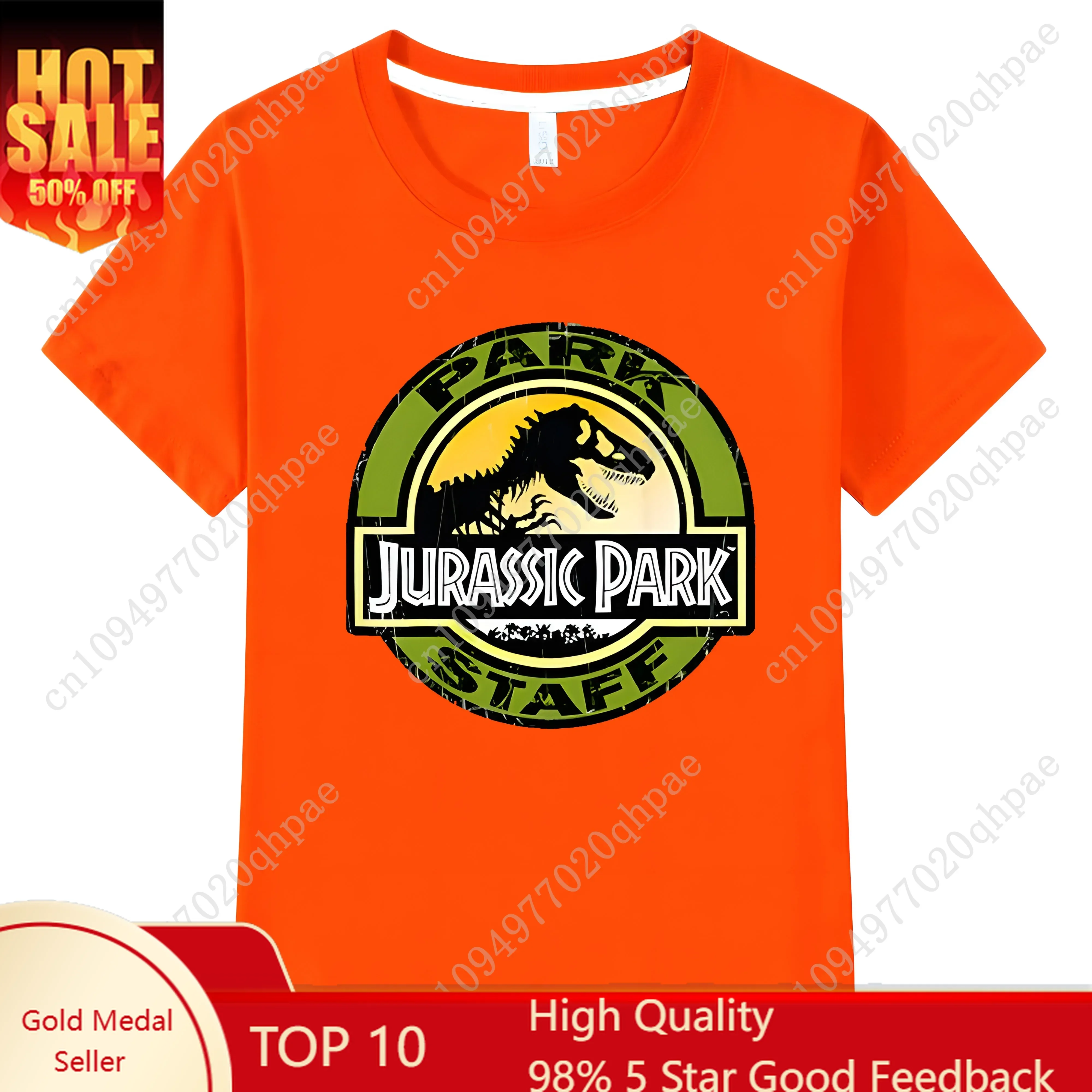

Jurassic Park Staff Kids T-Shirt Tops Camiseta retro Cartoon Cotton Summer Boy Girl Short Sleeve T-Shirt Casual Baby Clothing