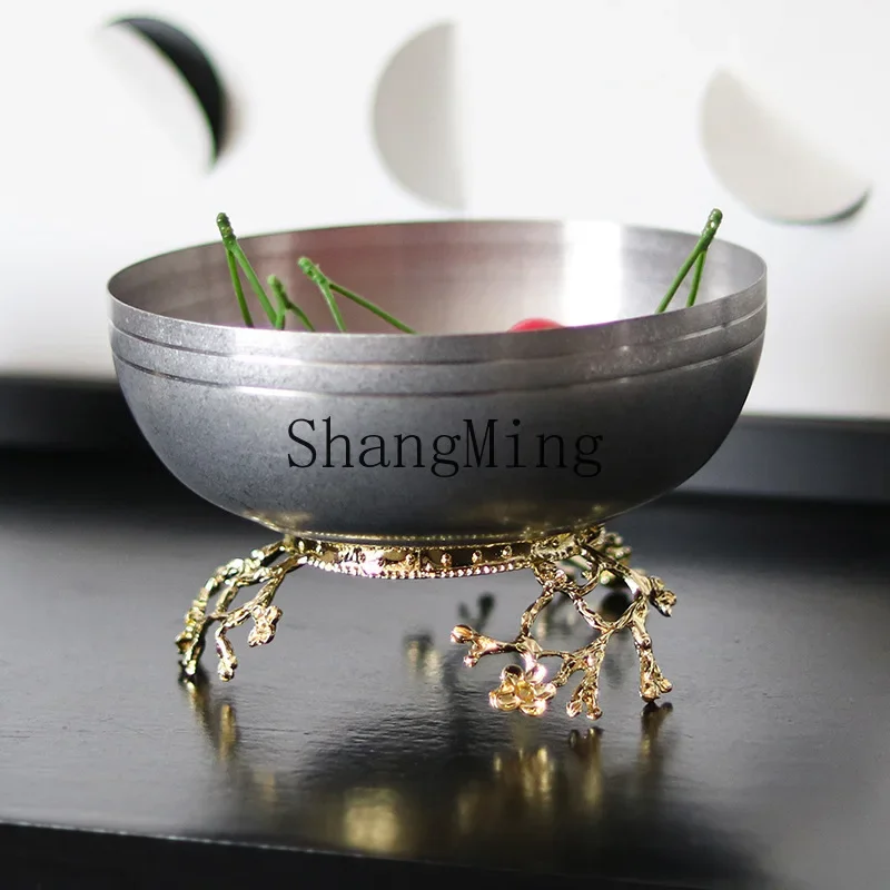 

CL vintage distressed fruit plate ornaments literary and antique style coffee table table large snack storage bowl accessories