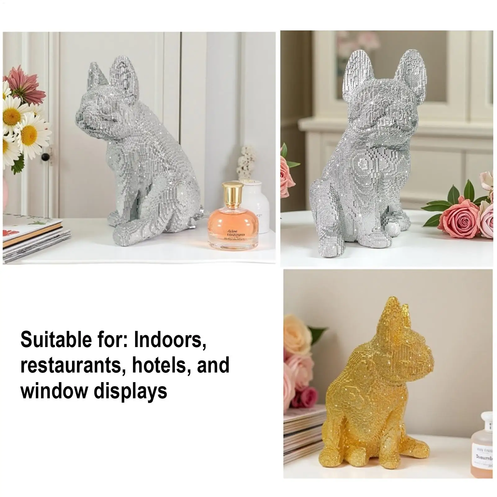 

Bulldog Statue Dog Figurines French Bulldog Decor Resin Artwork Home Decorations For Birthday Shelf Desk Office Bedroom Living