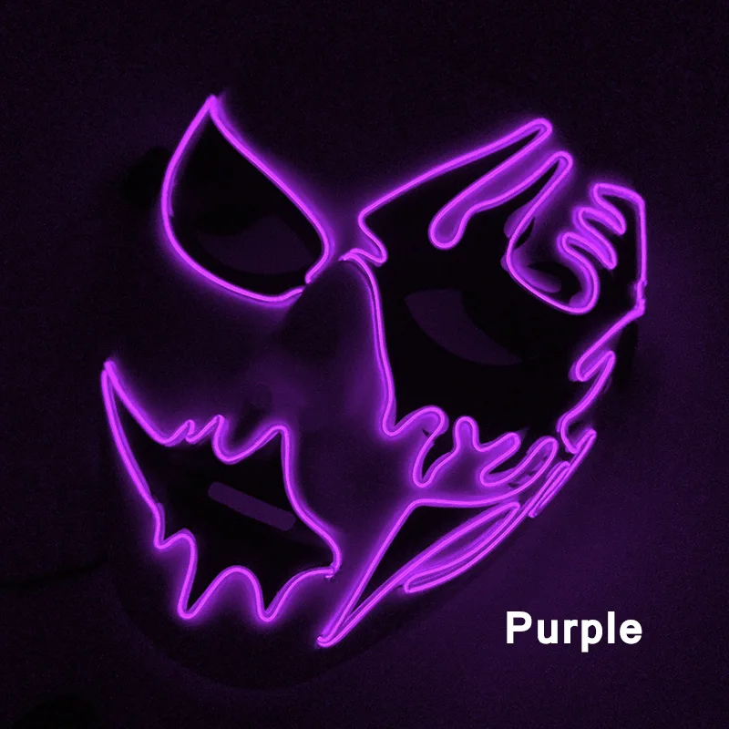 Melbourne Shuffle Rave Tanz Leuchtende Maske Handgezeichnete Gemusterte Leuchtmaske für Jugendliche Coole Halloween Cosplay Performance Requisiten – Detail 21