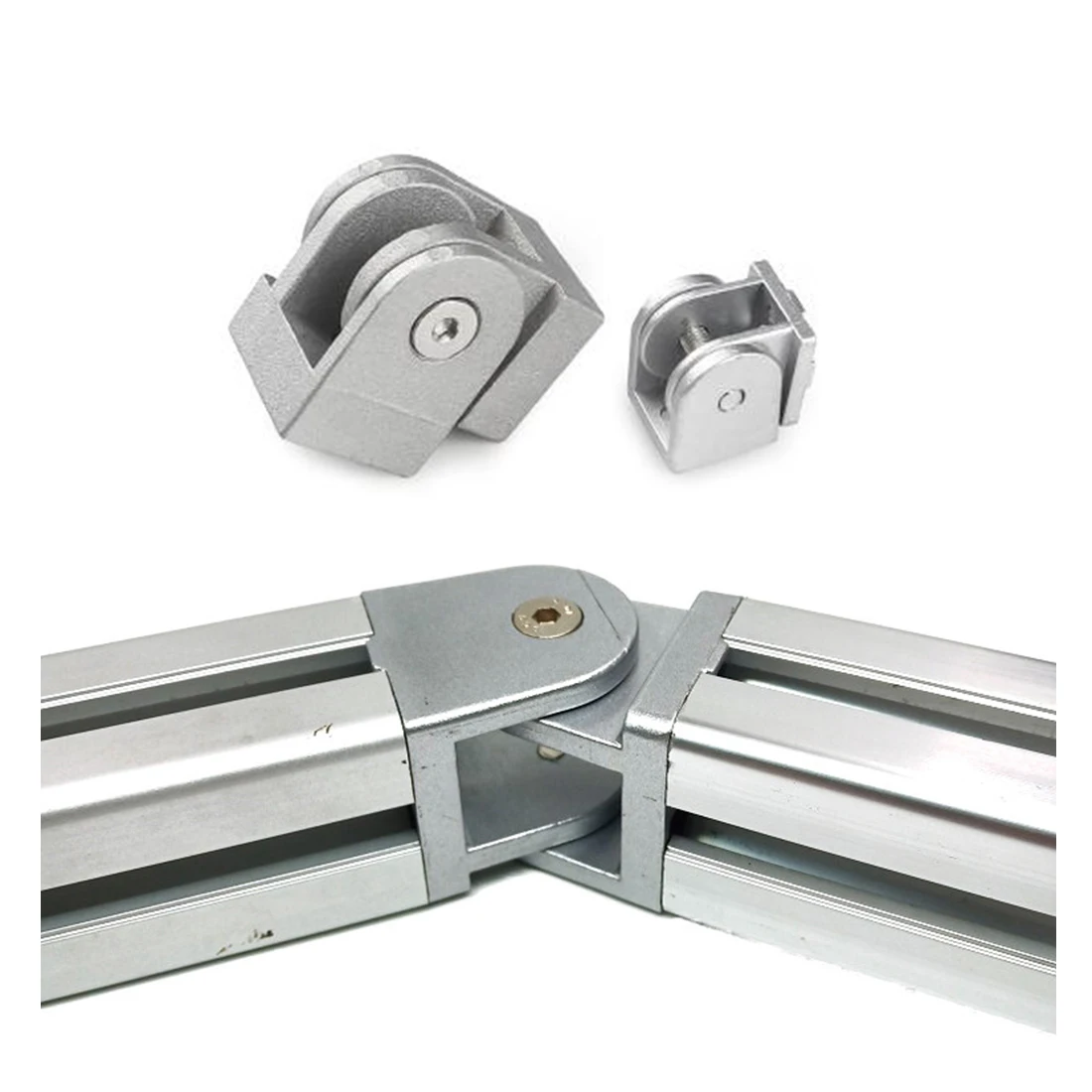 1pc 2020/3030/4040/4545 Zinc Alloy Living Hinge Aluminum Profile Fittings Right Angle   Flexible Pivot Joint Connector view 3
