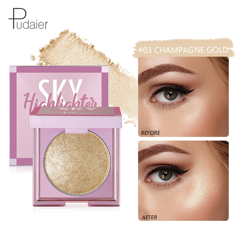 

Pudaier Brighten Modify Face Shadow Powder Highlight Powder Makeup Contour Highlighter Palette Blusher Fairy Glitter Beautify