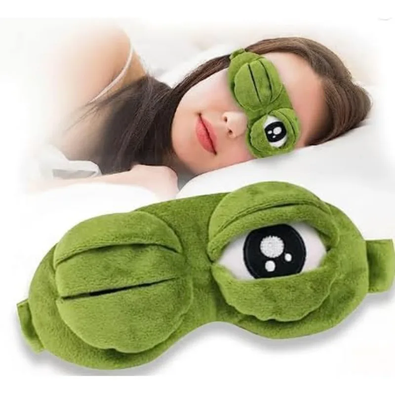1-3pcs 3D Pepe Frog Sleep Mask, Soft Plush Eye Shade for Travel Home, Blackout Blindfold Natural Sleeping Aid, Portable