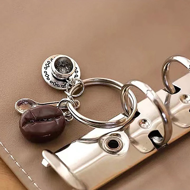 1PC Afternoon Tea Casual Keyring New Simulated Mini Coffee Bean Metal Keychain Coffee Cup Tea Pot Personalized Bag Pendant