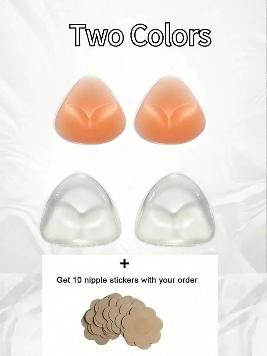 2pcs Silicone Triangle Bra Inserts Pads For Swimwear Bikinis Reusable Hand Washable