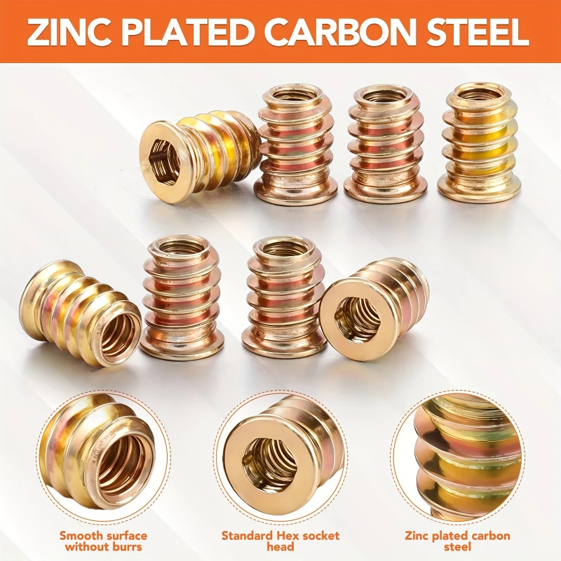 10 قطعة الجوز الخيوط إدراج مجموعة أدوات للأثاث الخشبي مسدس المقبس المسمار موصلات الترباس السحابة الأجهزة