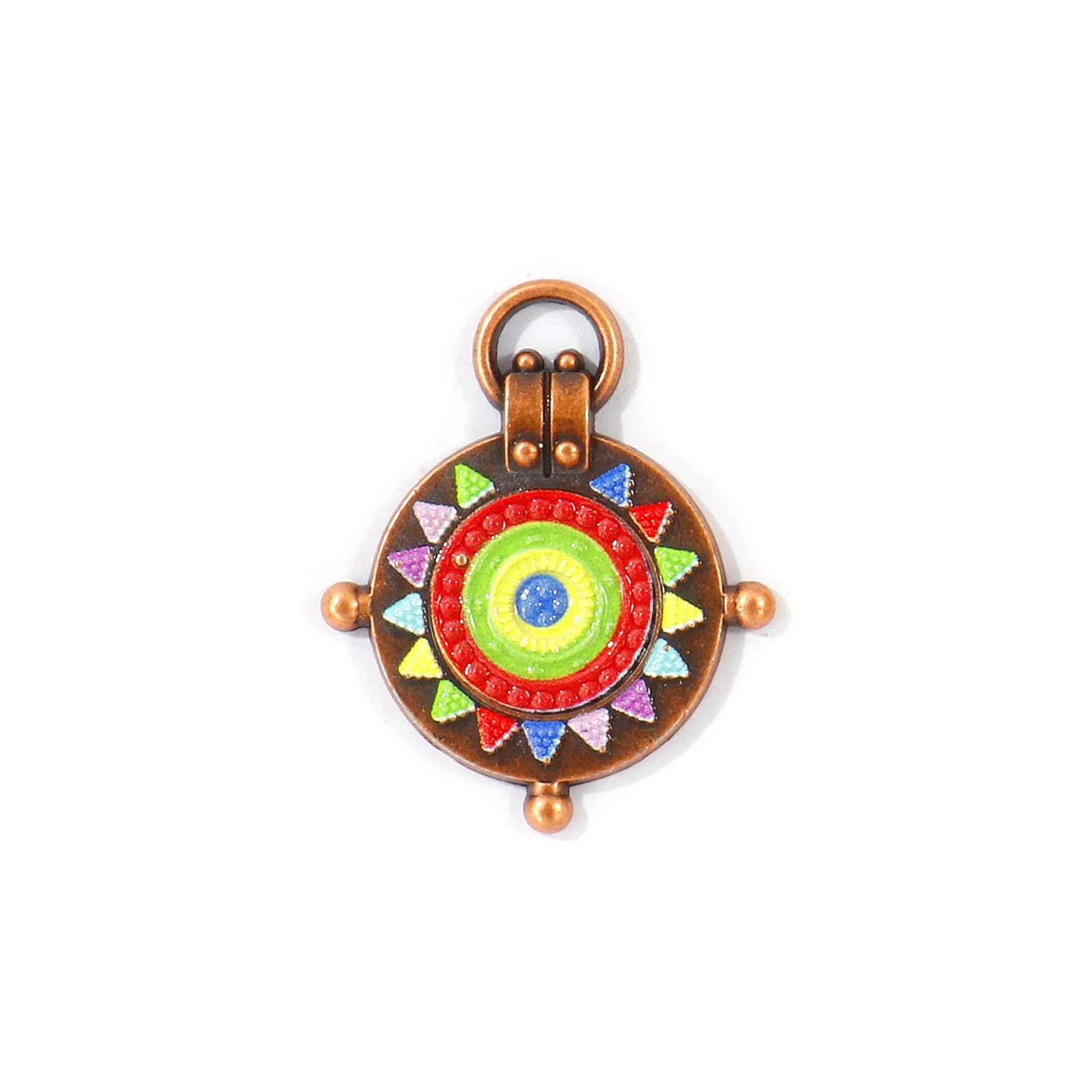 5 Stück Bohemian Ancient Charms Emaille-Anhänger mit Aufdruck, Verbinder aus Zinklegierung, antik kupferbeschichtet, für DIY-Halskettenherstellung, Großhandel – Detail 8
