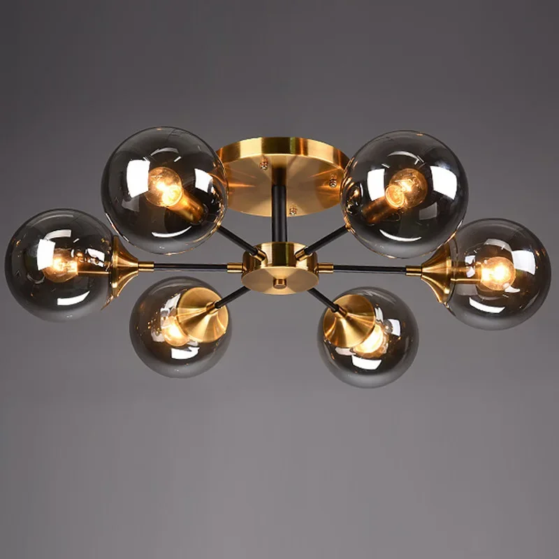 Modern Glass Ball LED Pendant Lights Retro Ceiling Chandelier Dining Bedroom Gold Home Decor Hanging Lamp Fixtures