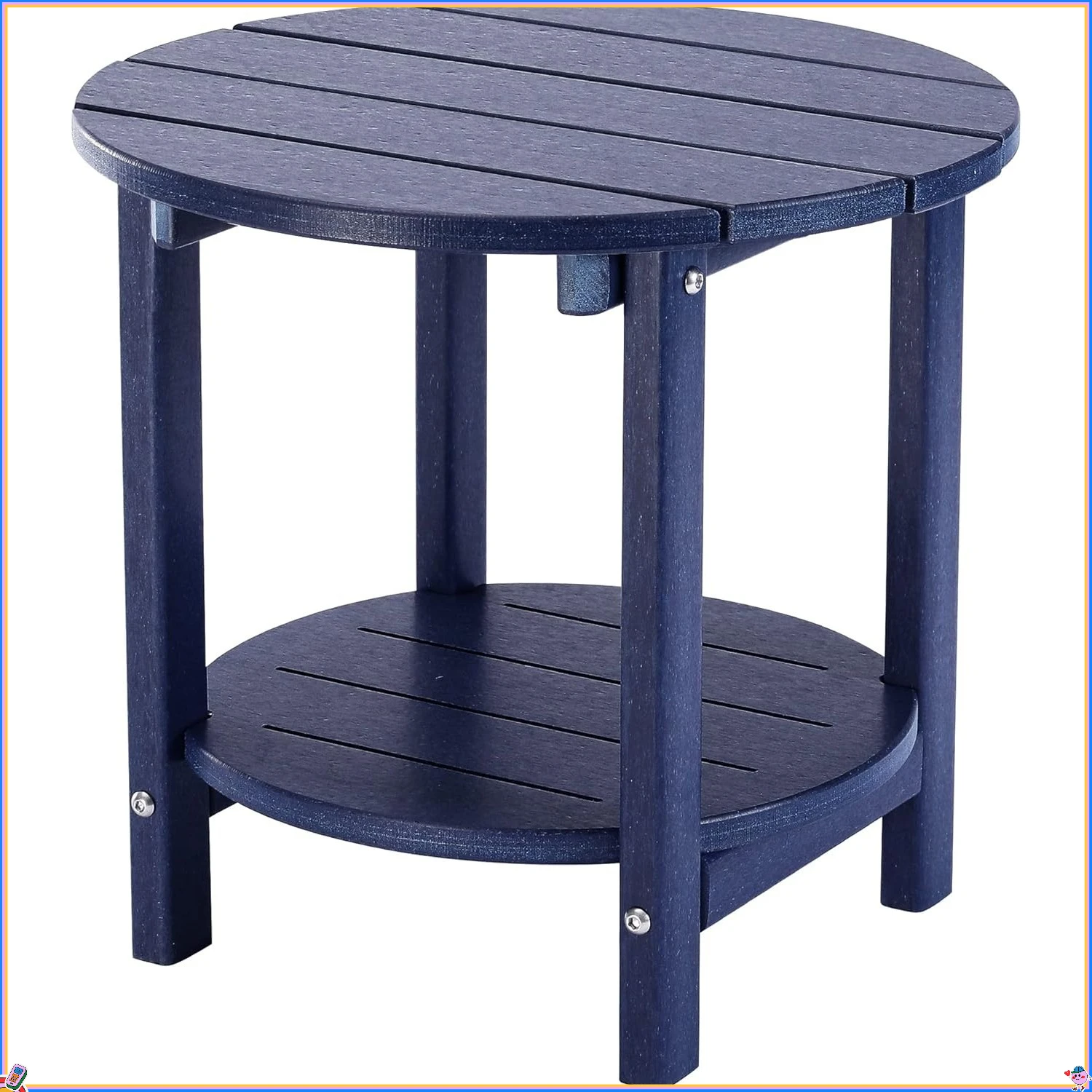 

Round Patio Side Table Navy, Weatherproof Accent Table for Poolside & Garden Relaxation