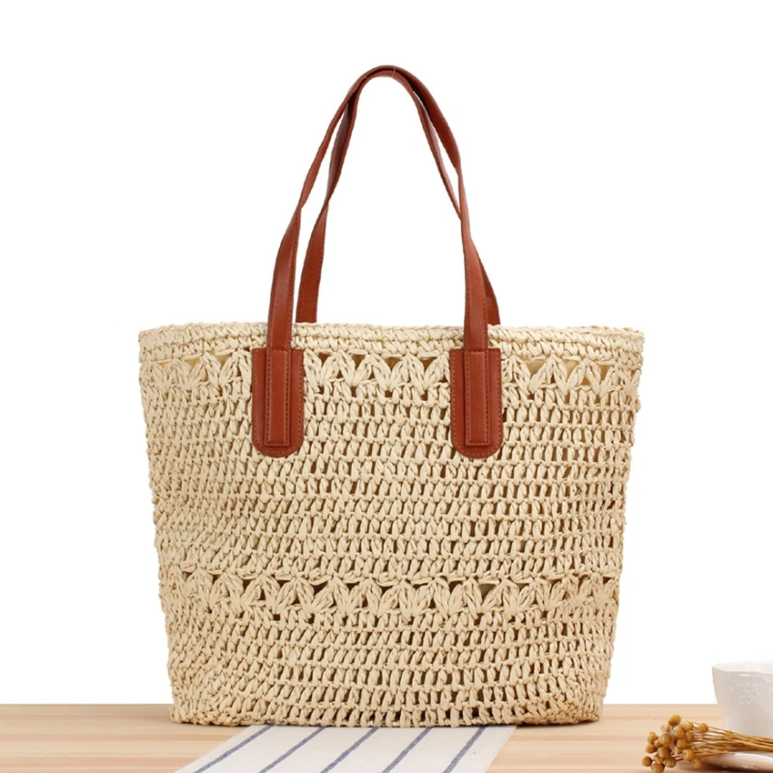 

Summer NewHollow Woven Bag Fashion Paper Rope One-shoulder Straw Bag Leisure Vacation Beach Women's Bag