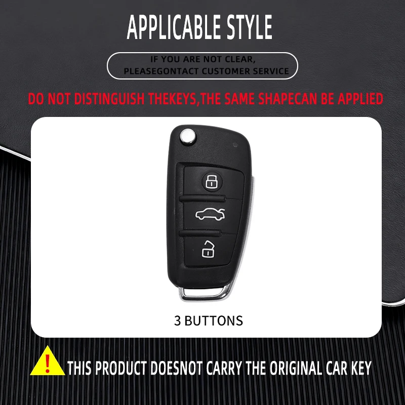 3 Buttons Zinc Alloy Car Key Case Cover Shell Fob For Audi A1 A3 A4 8P 8L 8V A5 B6 B7 A6 A7 C5 C6 Q3 Q5 Q7 4F S3 S4 S6 RS3 TT view 4