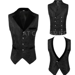 Adult Steampunk Cosplay Waistcoat Patchwork Gothic Medieval Men's Jacket Tailcoat Double Breated Vest Renaissance Cosplay Pirate