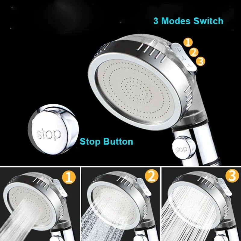 ZhangJi 3 Modi Einstellbar Hochdruck Dusche Kopf Turmalin Austauschbare Filter SPA Dusche Wasser Saving Schalter Taste Dusche
