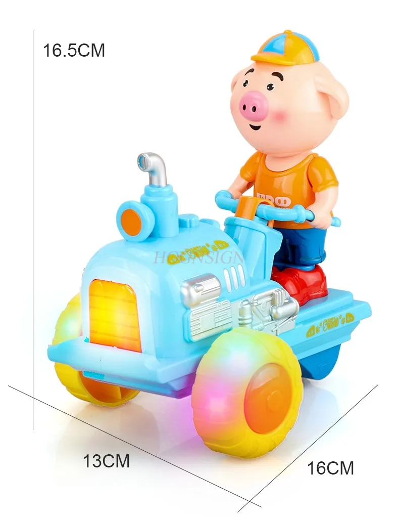 Piggy Riding Bicycle Children\'s Electric Toy Car Light and Music 1-3 Year Old Baby Children\'s Electric Toy Car