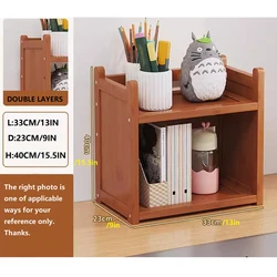 desk stand storage racks bamboo wooden furniture small double bookshelves office shelf for book magazine ECO-friendly