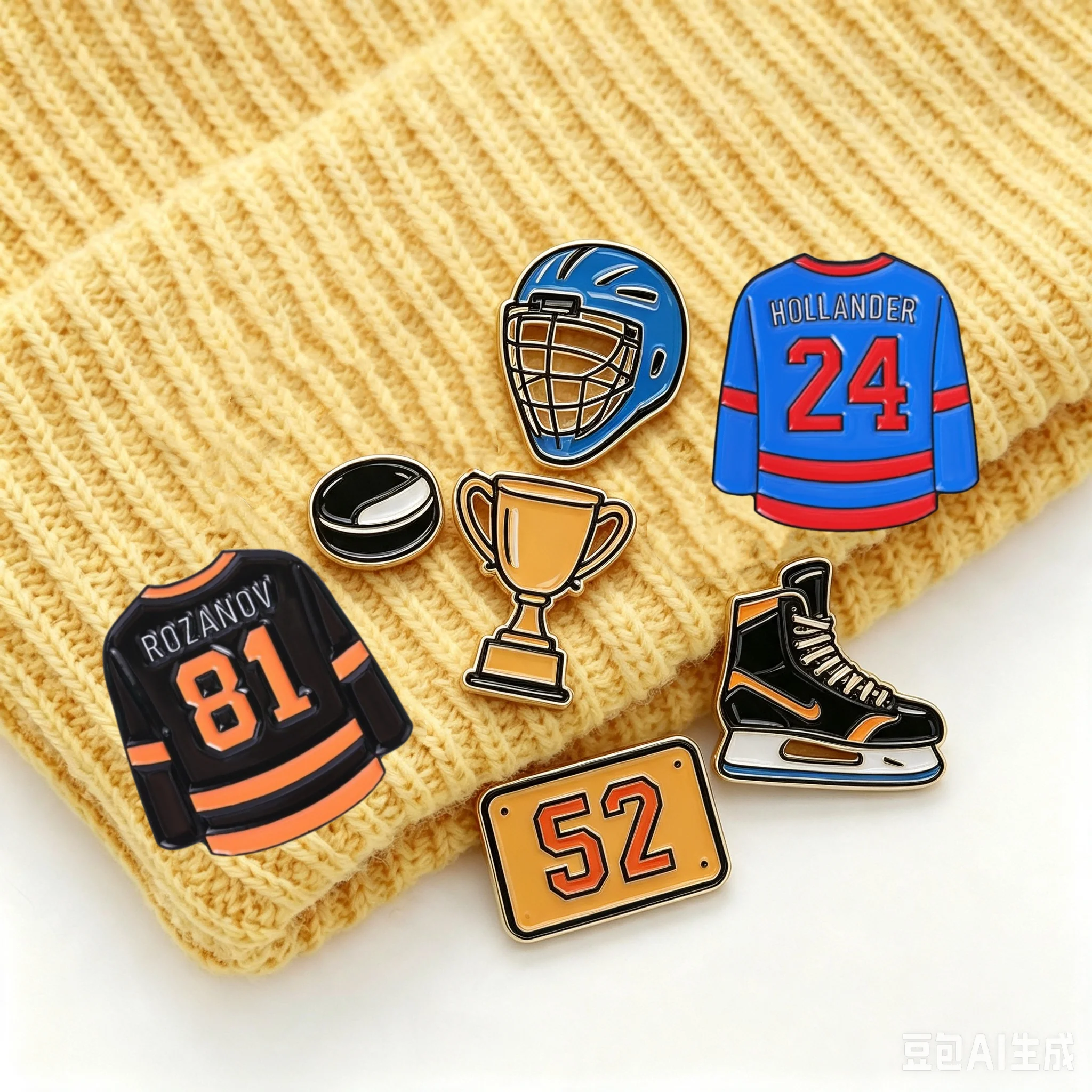 Blue 24 Jersey Enamel Pin Striped Sports Uniform Brooch Metal Badge For Denim Jackets Team Fan Sporty Accessory Ice Hockey Gift
