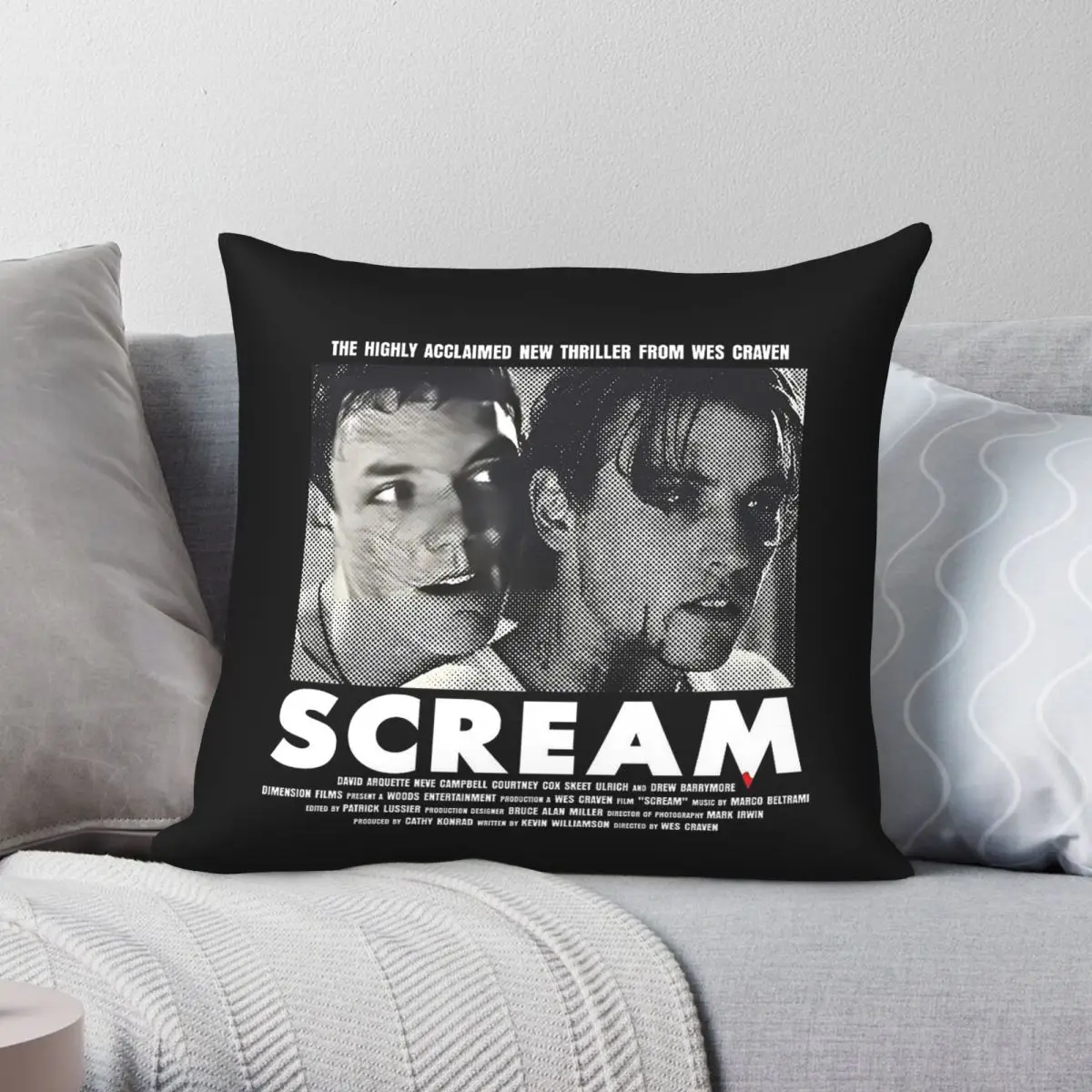 Retro Horror Scream 1996 Square Pillowcase Polyester Linen Velvet Creative Zip Decor Room Cushion Cover Wholesale