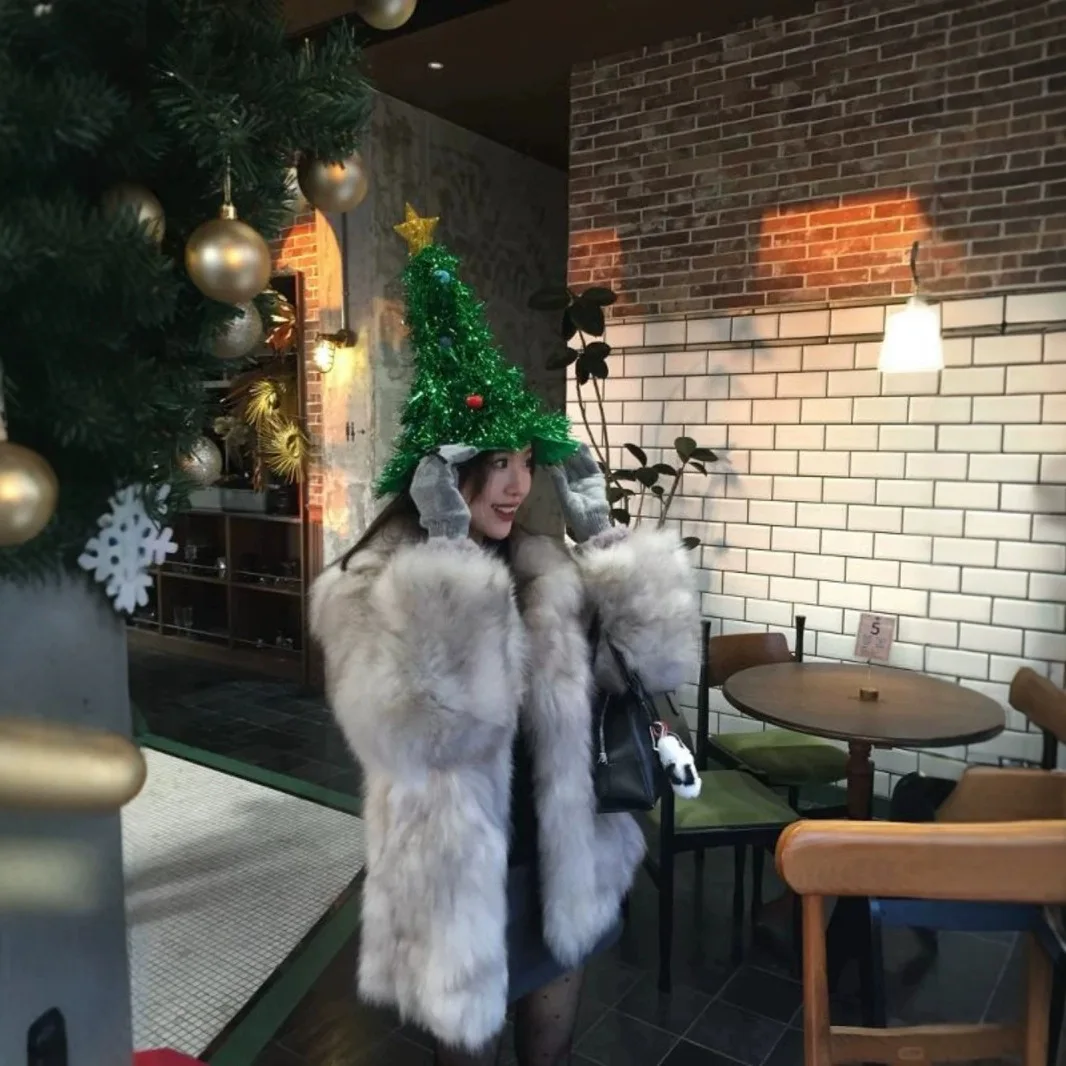 2024 Winter New Fox Fur Environmentally Friendly Fur Jacket Women's Medium and Long Loose Thickened Fur Integrated Plush Top