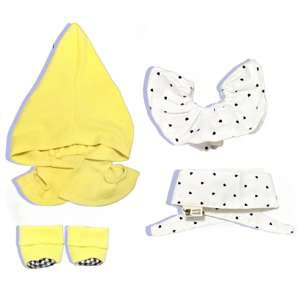 

Elven Cloak 20cm Cotton Doll Clothes Skirt with Shoes Cute Doll Clothes Yellow Hat Dress Up Cotton Doll's Clothes