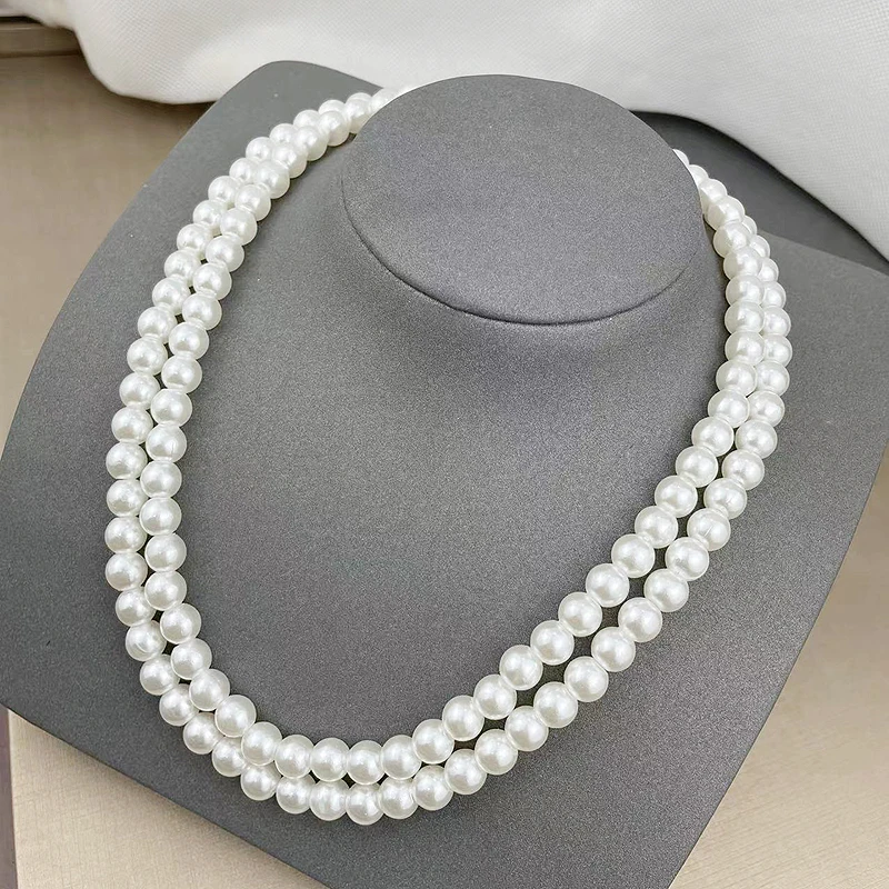 fnaf 2 rupee item Y2k Pearl Necklaces Women Electro Galvanized Collares Girl 2 Layer White Pearl Beads Choker Necklace 목걸이